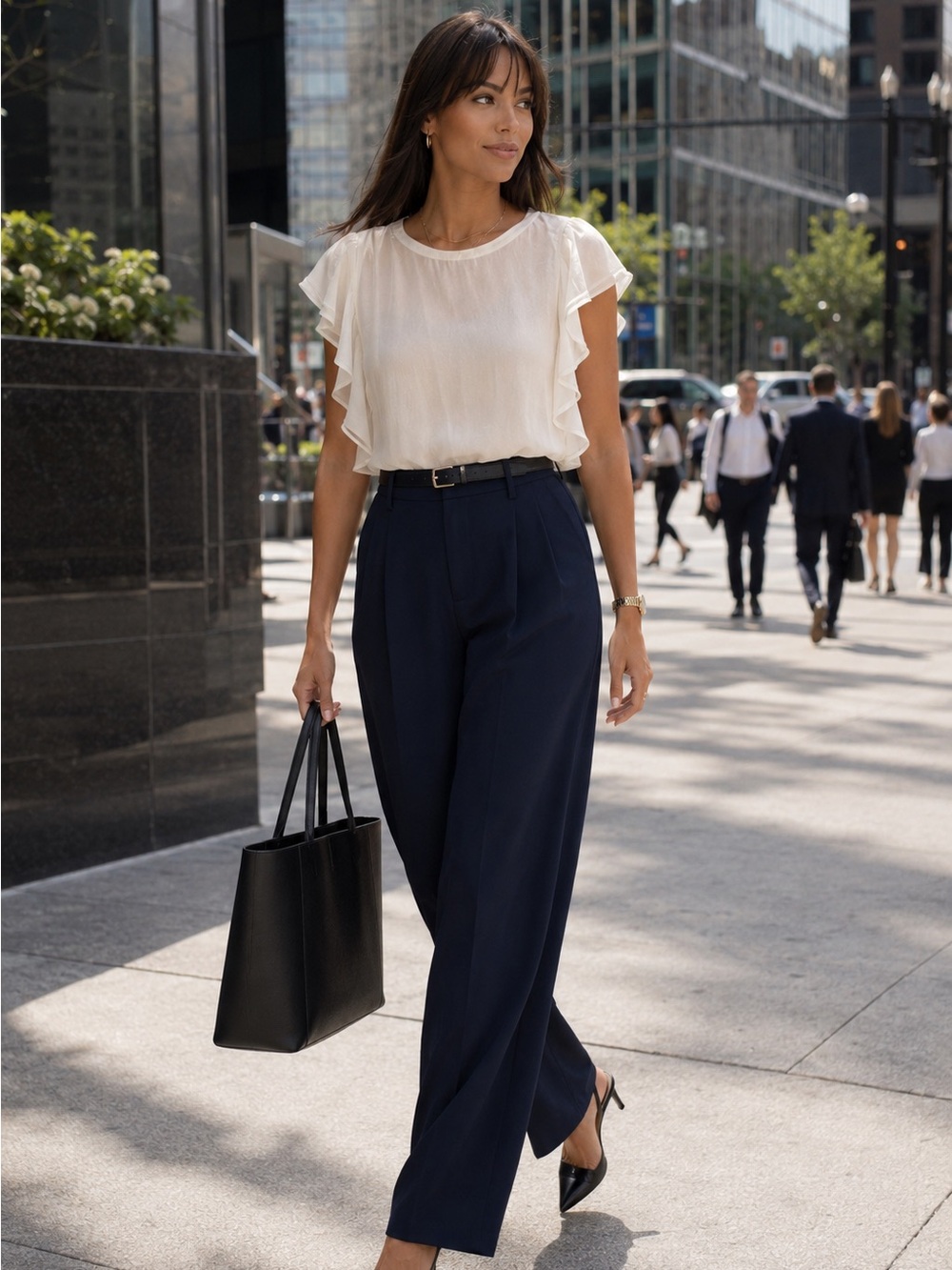 Zara Light white ruffle sleeve top - Picture 2 of 5